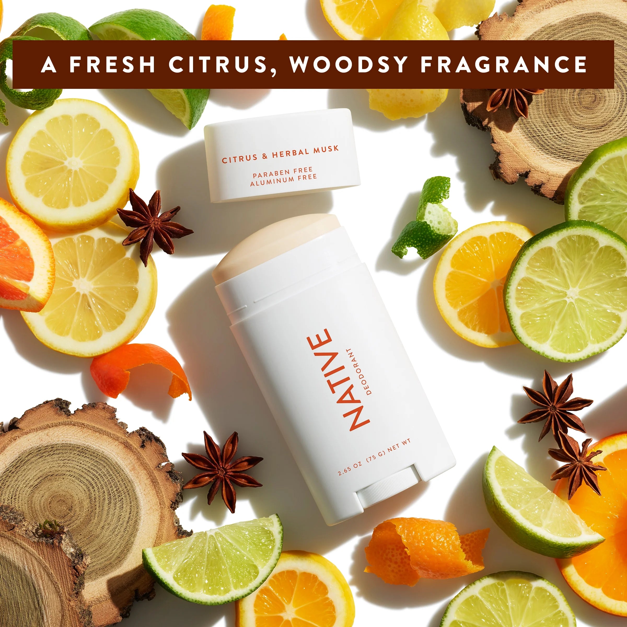 Deodorant, Aluminum Free, Citrus & Herbal Musk, Deodorant for Men and Women, 2.65 Oz