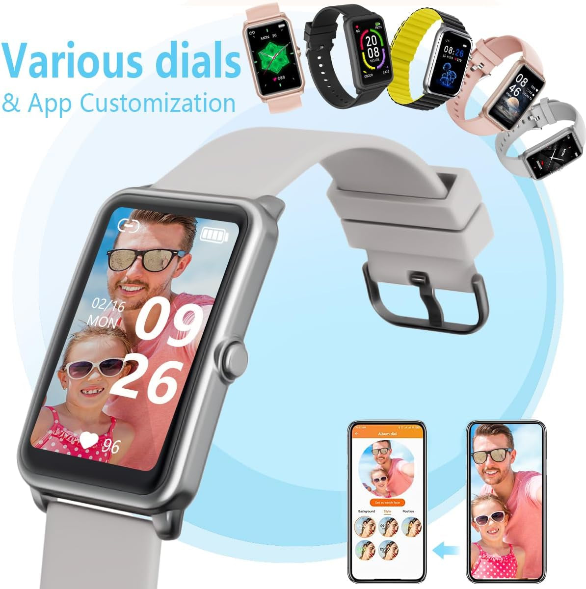 Fitness Tracker, Heart Rate Blood Pressure Monitor Activity Tracker, 1.57'' Touch Screen Calorie Step Counter IP68 Waterproof Watch with Weather Sleep Monitor Music Control for Women Men Kids