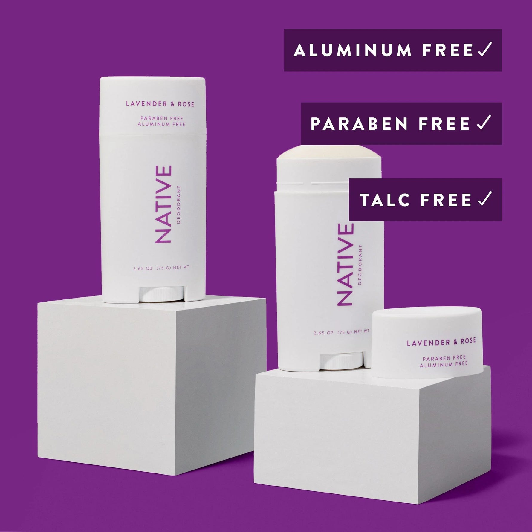 Natural Deodorant, Lavender and Rose, Aluminum Free, 2.65 Oz