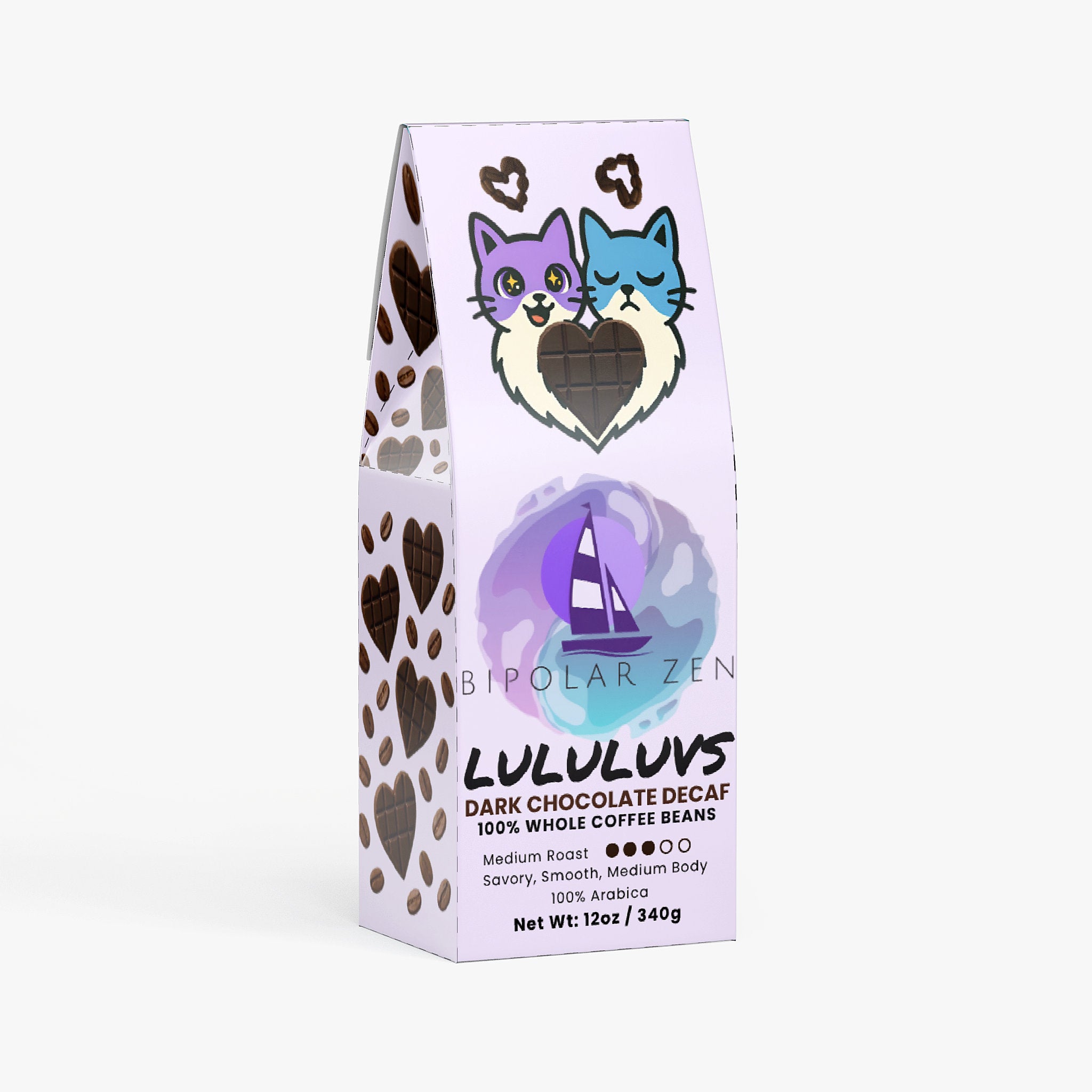 LULULUVS Dark Chocolate Decaf | Medium Roast Coffee with Dark Chocolate & Herbal Notes | Swiss Water Process