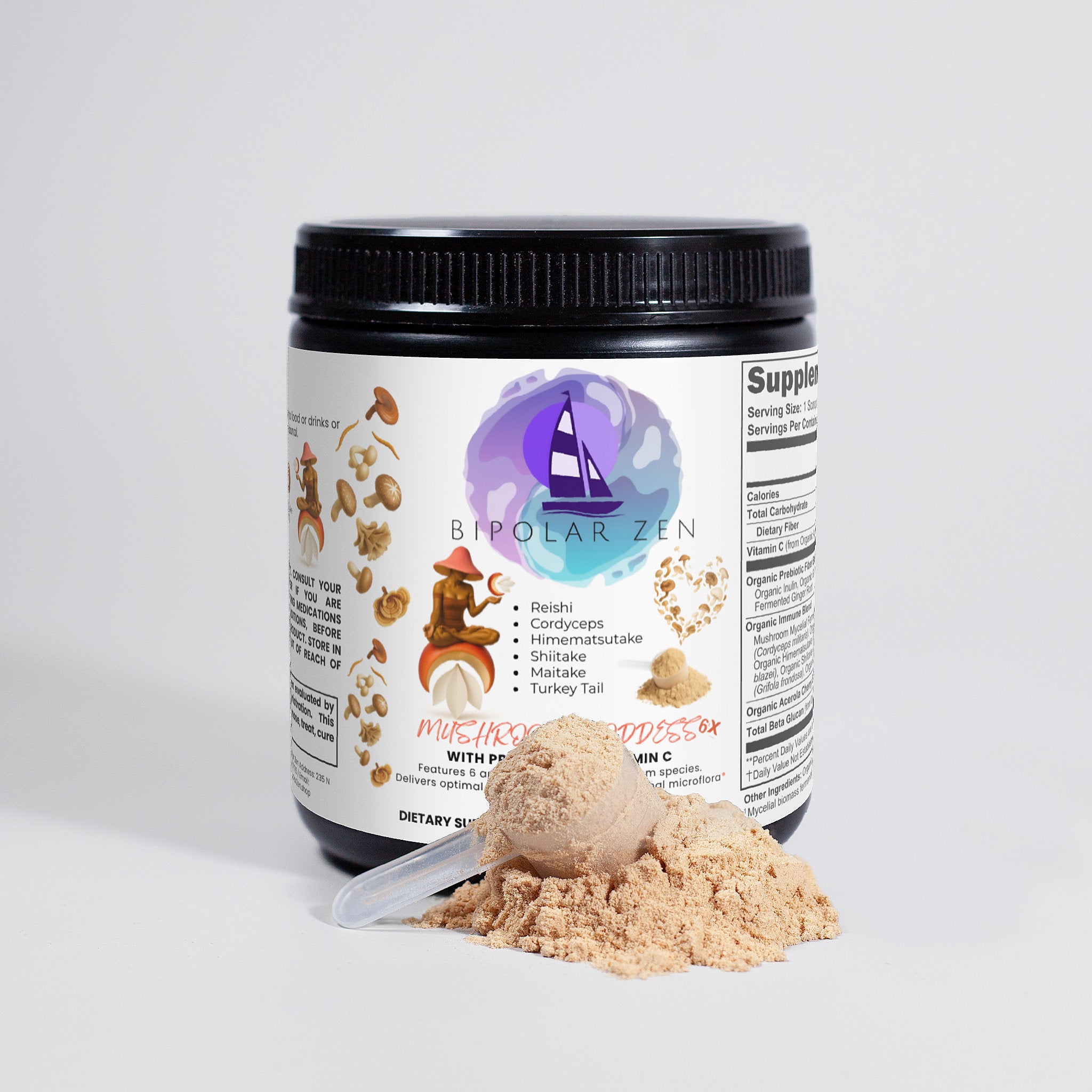 Mushroom Goddess 6X | Fermented Mushroom Blend with Prebiotics & Vitamin C