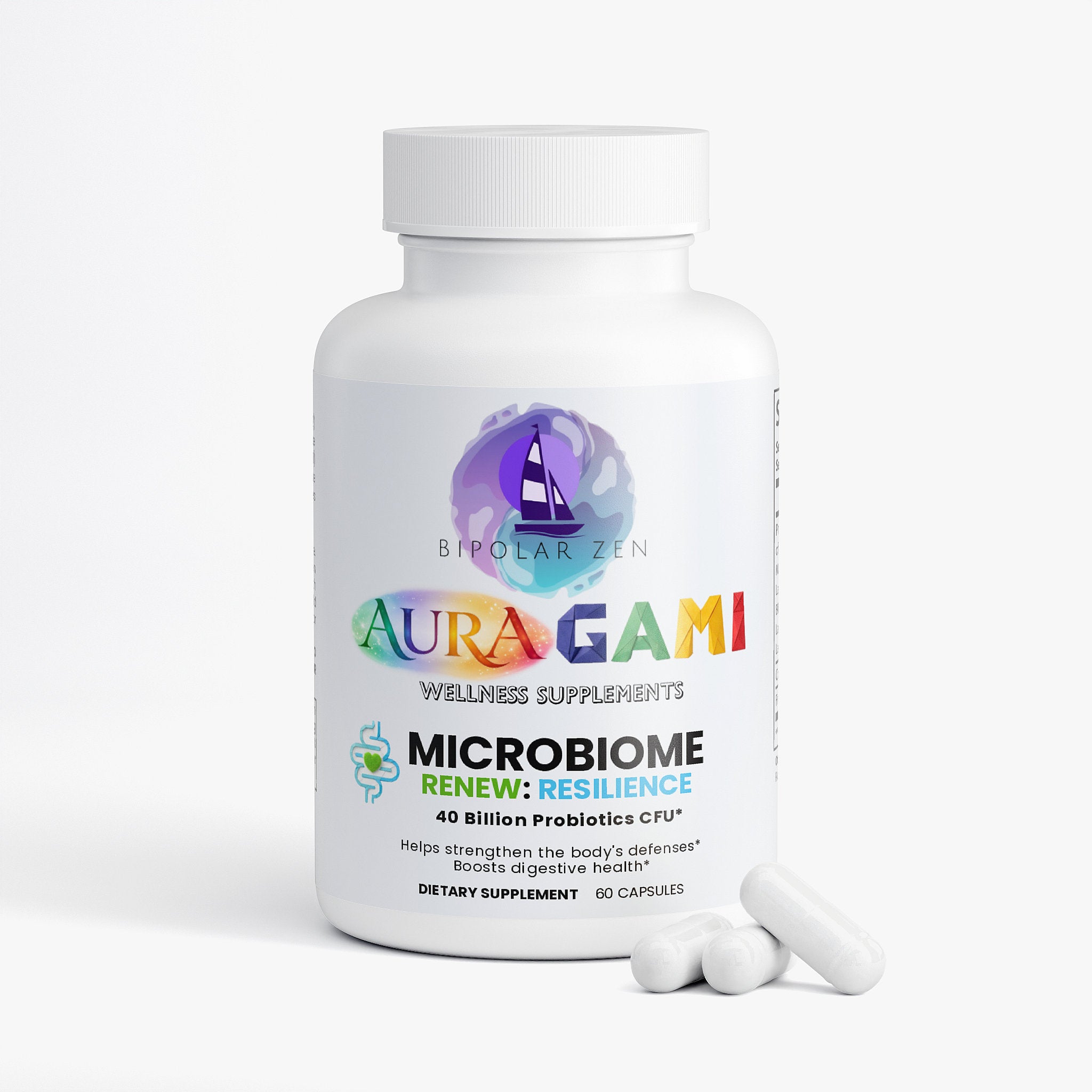 AuraGami Wellness Supplements | Microbiome Renew: Resilience   40 Billion with Prebiotics