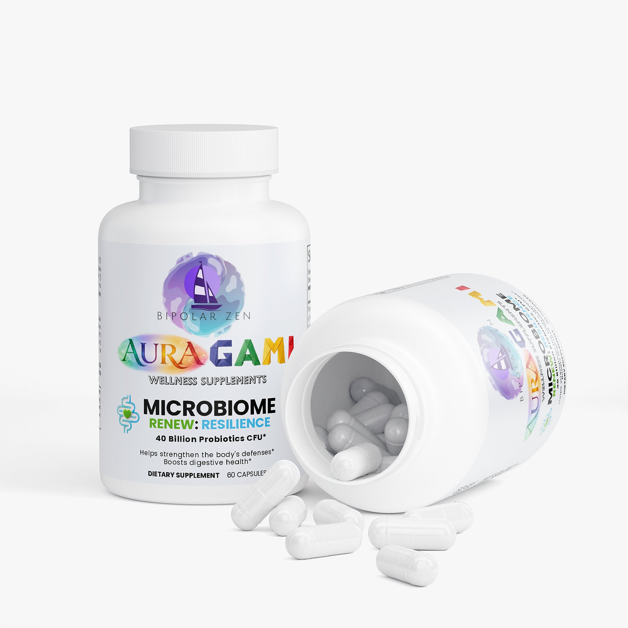 AuraGami Wellness Supplements | Microbiome Renew: Resilience   40 Billion with Prebiotics