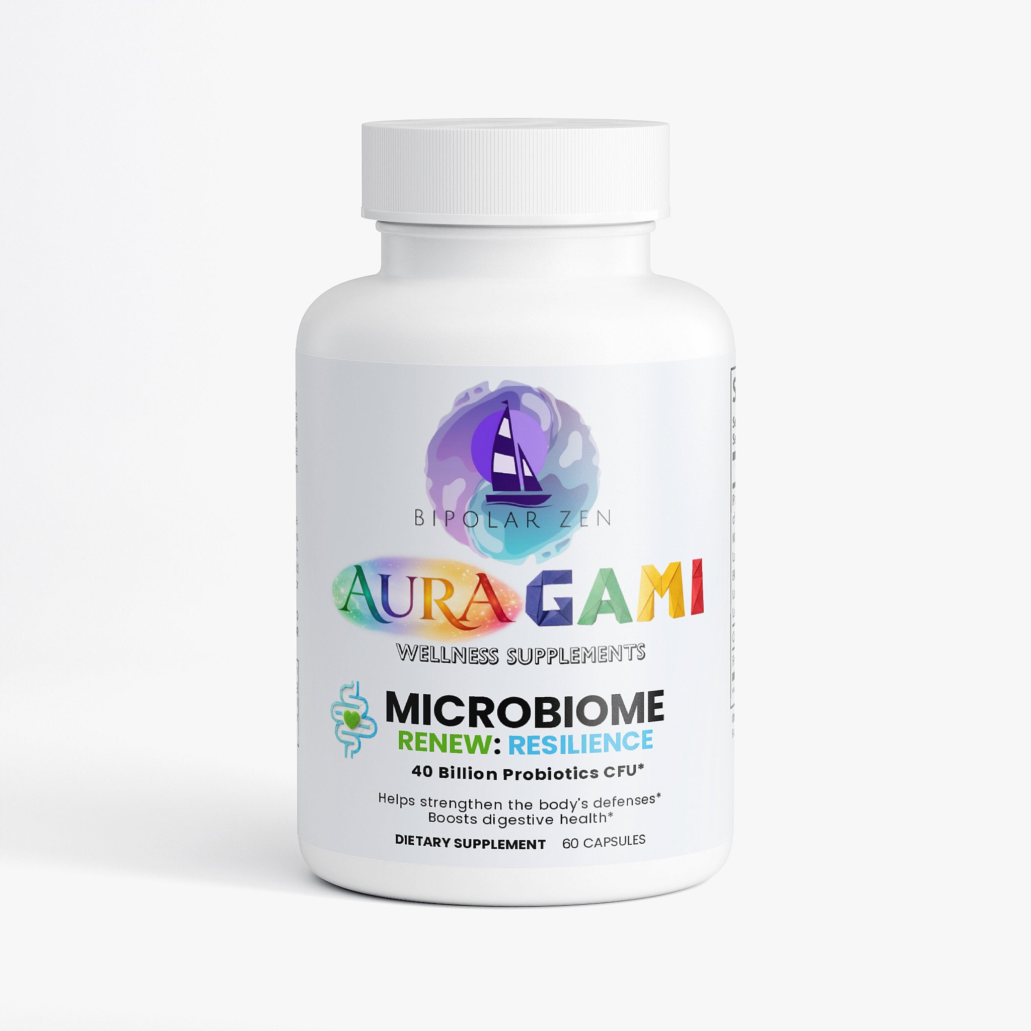 AuraGami Wellness Supplements | Microbiome Renew: Resilience   40 Billion with Prebiotics