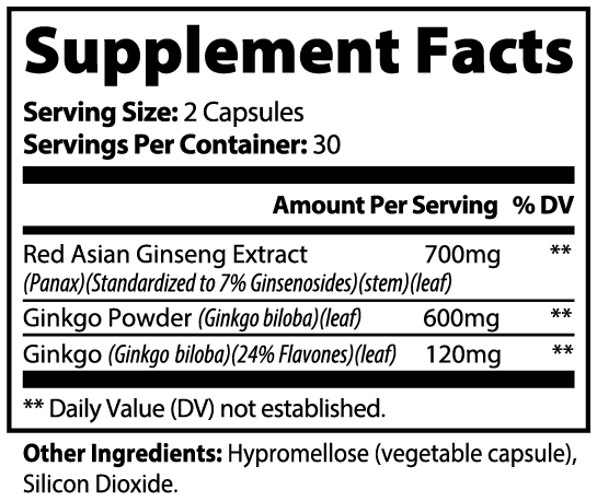 AuraGami Wellness Supplements | Ginkgo Biloba + Ginseng