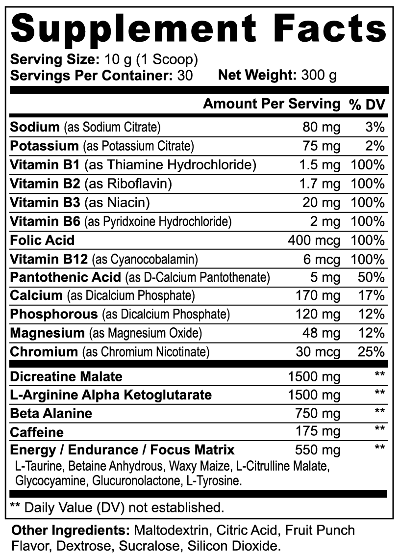 E²NERGAIA | Nitric Shock Pre-Workout Powder (Fruit Punch)